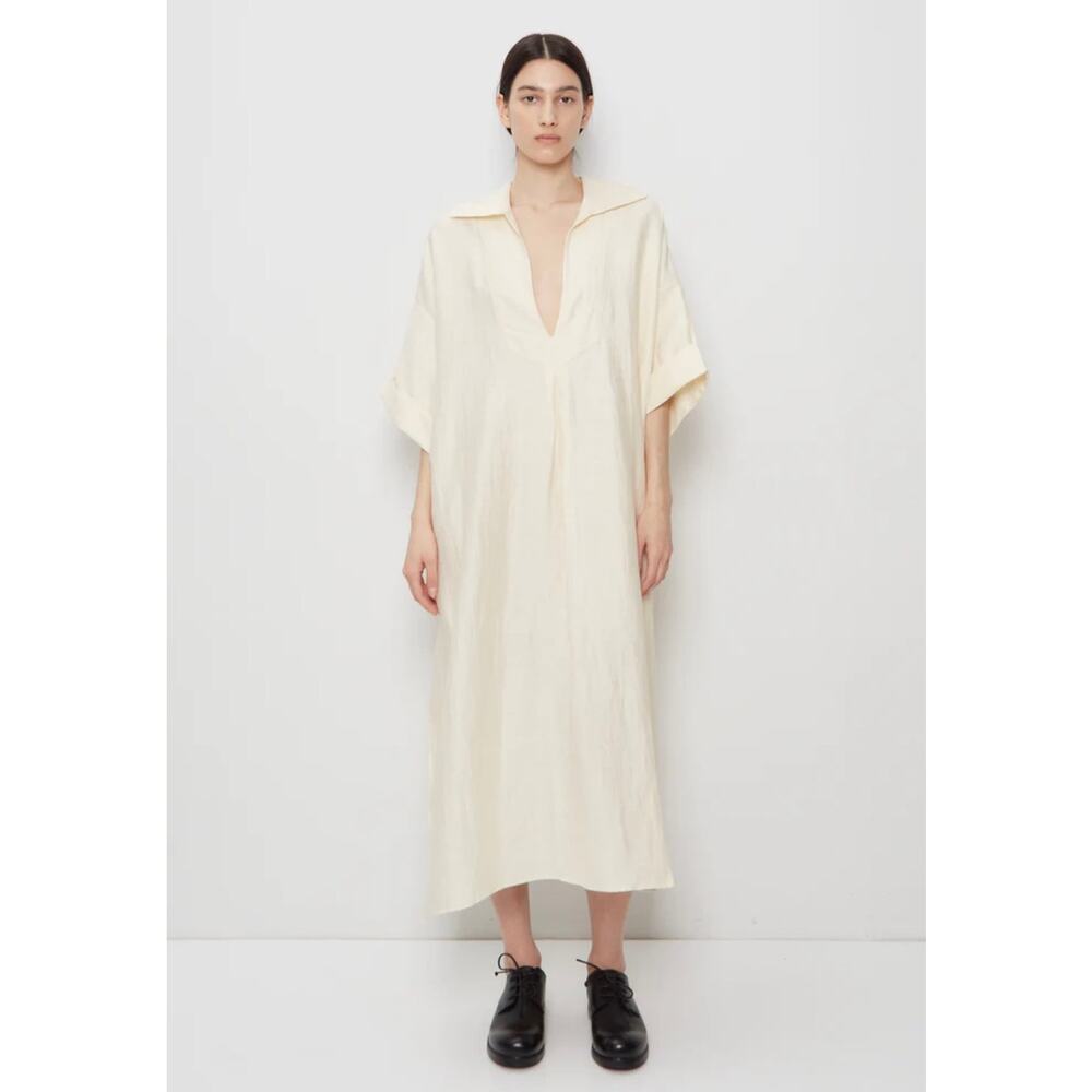 Hope Stockholm Plaza Linen Maxi Dress Scandinavian Ecru Cream Oversized 34